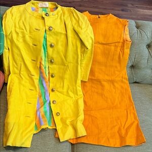 True vintage 1960s Yellow and Orange Vintage Dress Set